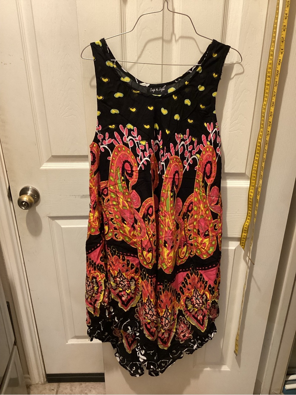Black Paisley Print Sleeveless Dress